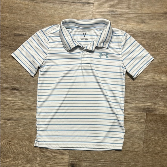Under Armour Other - Under Armour Kids Striped Polo Shirt - White and Blue